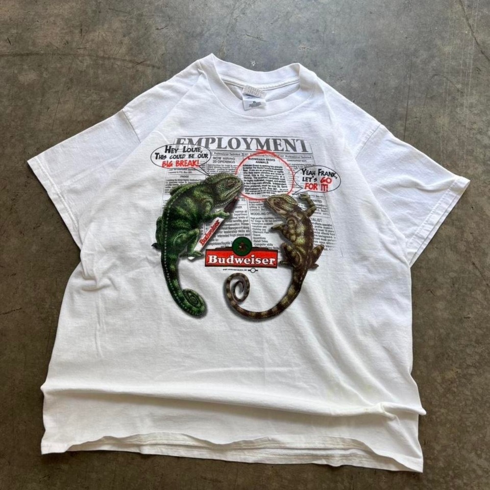 Vintage 90's Budweiser Chameleon Employment Shirt Size XL